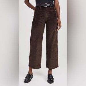 Rag & Bone Women's Andi Ankle Wide Leg Corduroy Jeans Dark Brown Size 31 NWT